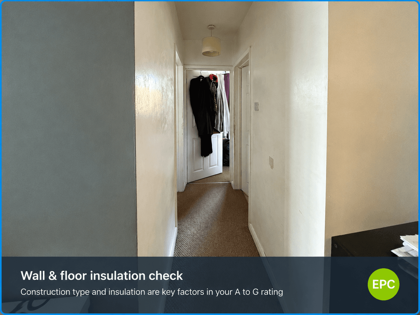 Assessor inspecting wall and floor construction to determine insulation levels