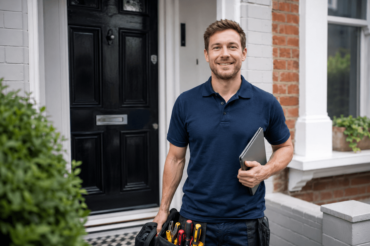 Friendly NICEIC approved electrician arriving at a London property for an EICR appointment